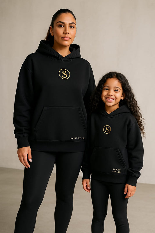 Mommy & Me Matching Black & Gold Hoodies
